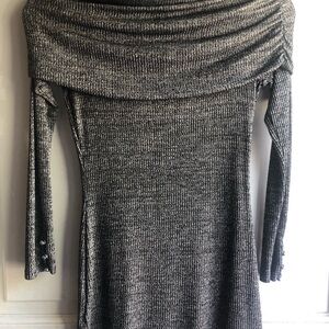 White House Black Market Charcoal Off-Shoulder Sweater